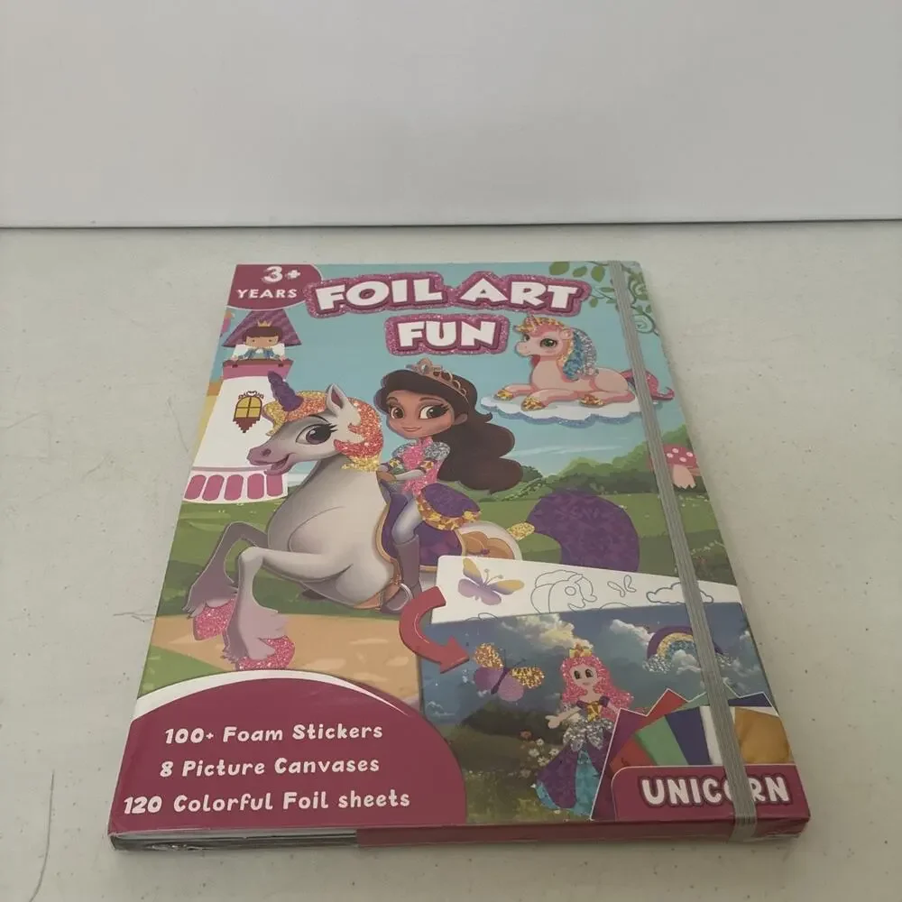 Foil Art Fun Unicorns & Princesses 100 + Foam Stickers 120 Foil Sheets Brand New